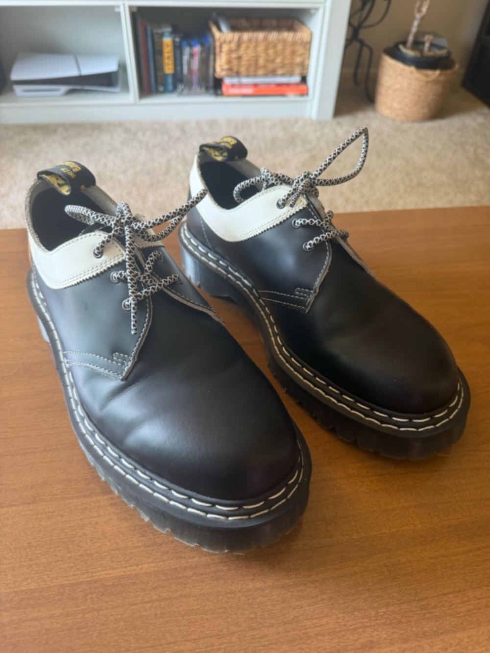 Dr. Martens Oxfords, Black and White Contrast - Picture 2 of 10